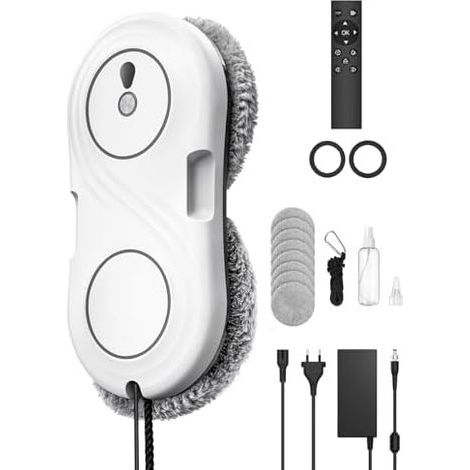 Keero Laveur de Vitre Automatique, Robot Lave-Vitres Navigation Intelligente, 7000pa, Nettoyage à Double Hélice, Protection Antichute, avec 10 Chiffons de Nettoyage, WD12D (1/5)