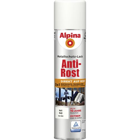 Alpina Sprühmetallschutz-Lack Anti Rost 400 ml weiß matt Sprühlack Schutzlack (1/2)