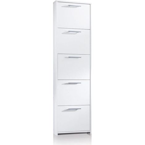 Mueble Zapatero De Madera Blanca Con 5 Puertas Para Ahorrar Espacio (1/2)