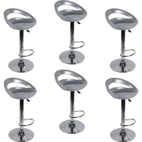 Aqrau GRIS GRIS  TABOURET DE BAR, LOT DE 6 Tabouret de bar,Reglable ABS Plastique