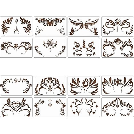 16 Pièces pochoirs réutilisables pour peinture du visage,Modèle de visage - 16A (1/5)