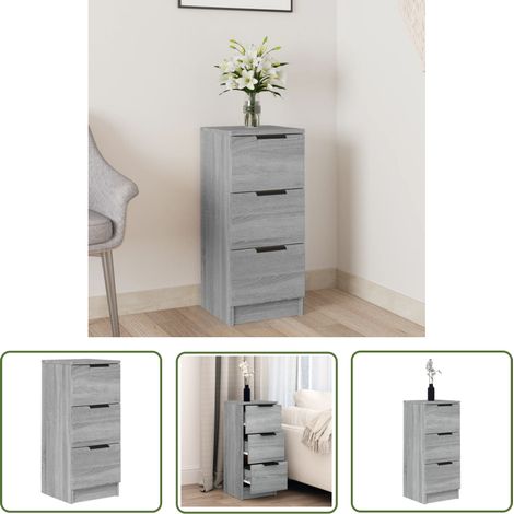The Living Store Buffet Sonoma gris 30x30x70 cm Bois d'ingénierie - Buffet - Meuble De Rangement - Commode - Mobilier - Bois D'ingénierie (1/5)