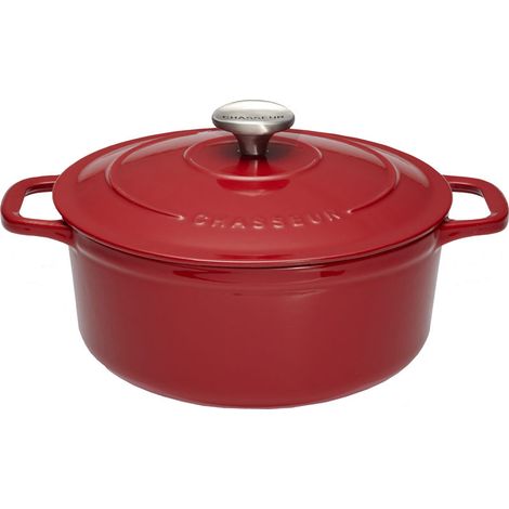Chasseur - Cocotte ronde 28 cm chasseur rouge uni interieur sable