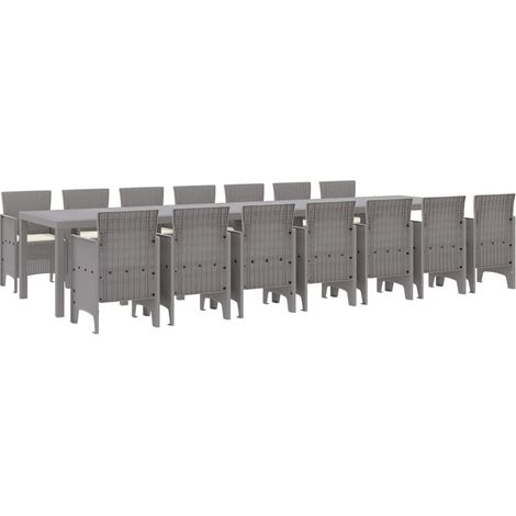 Maison Exclusive - Set da pranzo da giardino con cuscini 15 pz Grigio chiaro PP (1/5)