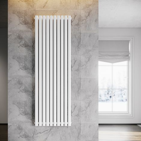 SONNI Radiador de Vertical Ovalado Blanco Radiador Centro Conexión Doble Capa 1800x593mm