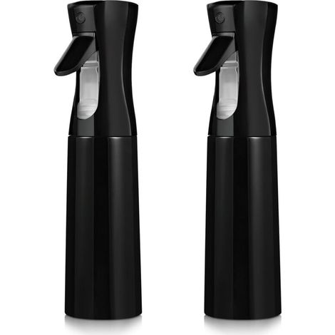 Vaporisateurs capillaires continus (300 ml), lot de 2, pour le nettoyage, vaporisateurs ultra-fins, pour la coiffure, le jardinage, le bouclage, etc. (Noir) (1/5)