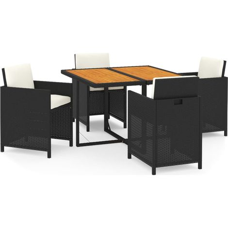 Maison Exclusive - 5-tlg. Garten-Essgruppe mit Kissen Poly Rattan