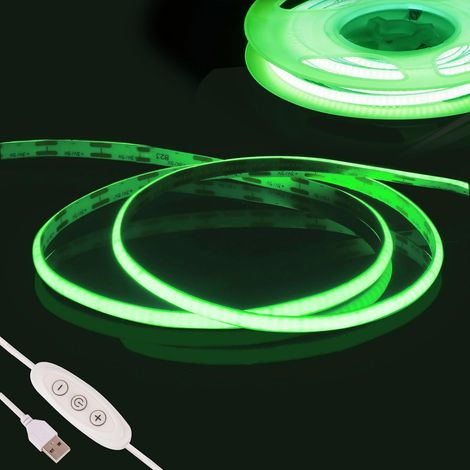 Ruban LED COB 2m, DC5V USB Bande LED Chambre,480LED/m CRI90+ 4mm Dimmable Fancy LED TV,Flexible Lumiere Bandeau LED Gaming Adhésif pour Cuisine,Fête,Armoire,DIY Decor (1/5)