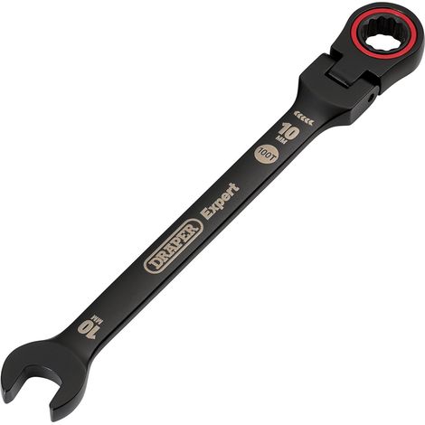 Draper 10MM FLEX HEAD RATCHET SPANNER 03916 HI-TORQÂ® Metric Flexible Head Ratchet Combination Spanners, Black