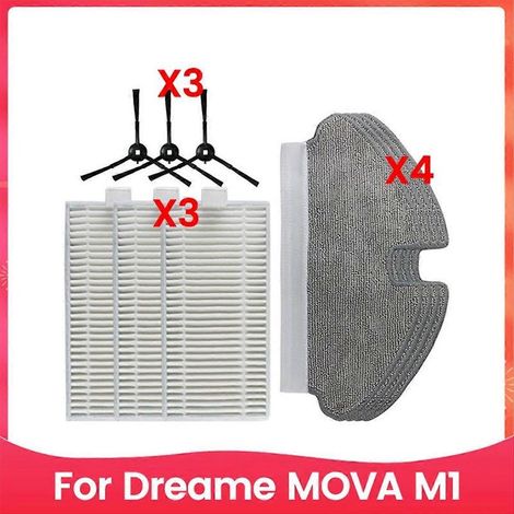 Kit de 10 brosses latérales, lingettes et filtres pour aspirateur robot Dreame MOVA M1 - Accessoires de remplacement (1/5)