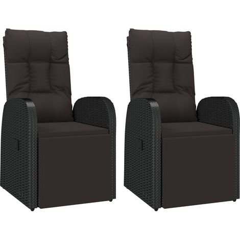 Gartensessel mit Kissen 2 Stk. Verstellbar Schwarz Poly Rattan vidaXL (1/5)