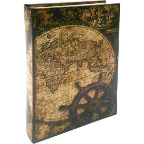 Scatola portalibri decorativa con mappa del mondo per riporre e regalare originali, stile vintage, ideale per librerie e decorazioni