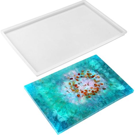 Moule Resine Epoxy Plateau Rectangulaire, 30 x 20cm Moule Plateau ,Dessous de Verre, Convient Rravaux Bricolage, Assiettes à Fruits, Assiettes à Collation (1/5)