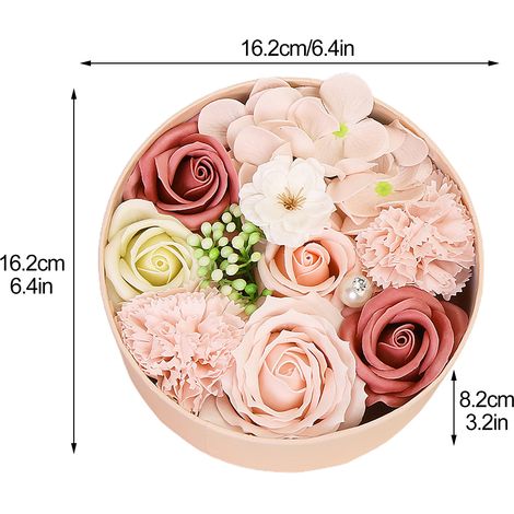 Coffret de fleurs artificielles, faux savon rond, cadeau idéal pour la Saint-Valentin ou les fêtes. (1/5)
