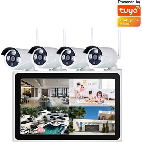 Tuya Kit di Videosorveglianza con 4 Telecamere WiFi e Monitor da 10" (1/5)