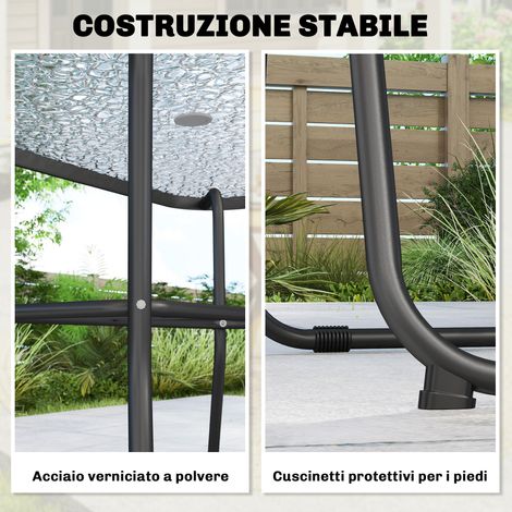 Lot d'extérieur 8 éléments : parasol, 6 fauteuils pliants, table de jardin en verre trempé noir (1/5)