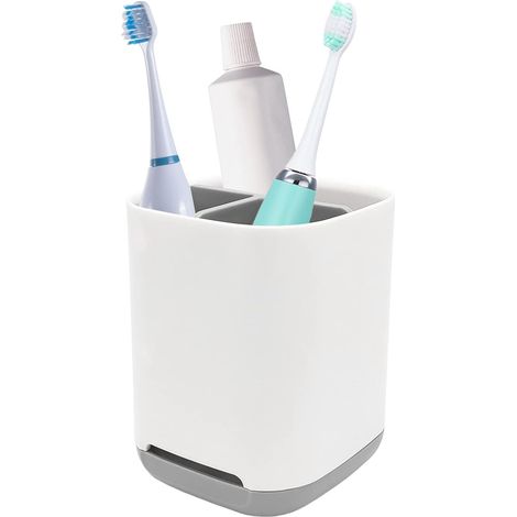 Porte brosse à dents trois emplacements en plastique amovible pour brosses électriques et dentifrice rangement salle de bain