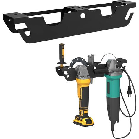 Support Pour Meuleuse d'Angle,Étagère De Rangement Pour Meuleuse d'Angle Avec 2 Compartiments Support Mural Pour Meuleuse d'Angle Avec Suspension De Câble Et Support De Disque, Compartiment De Rangeme