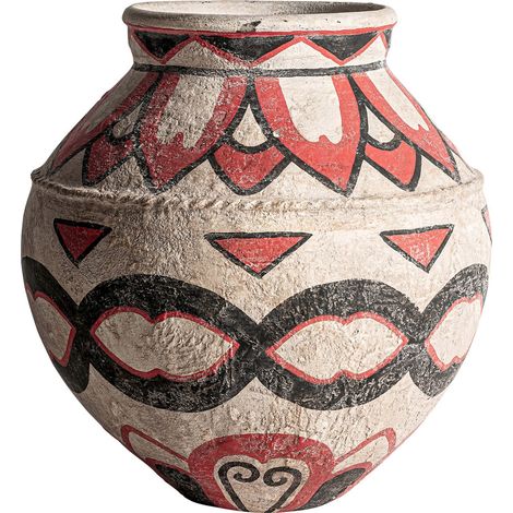 Vase ethnique multicolore en terracotta finition naturelle - Terracotta multicolore finition naturelle (1/3)