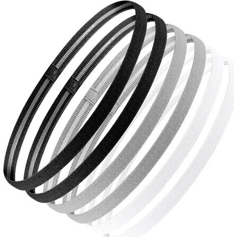Diademas deportivas, cintas para el cabello elásticas antideslizantes para deportes, ideales para mujeres, hombres, yoga, fútbol y jogging (blanco, negro, gris). (1/2)