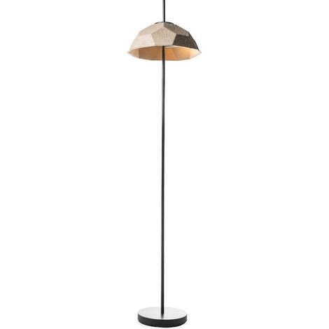 Lámpara de pie gris paloma pantalla negra 160 cm de altura (1/4)