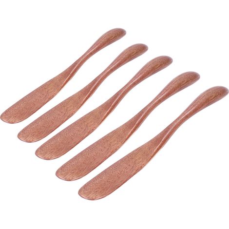 Couteau à beurre en bois de style japonais (lot de 5), tartineur à confiture et à fromage, ustensile de table pour pain et masque facial