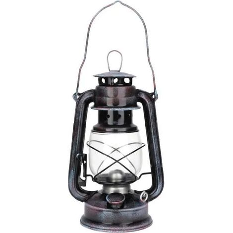 Lampe à pétrole - 24cm - Métal robuste - Style vintage - Haute luminosité