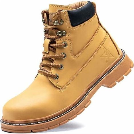 Bottes de sécurité homme femme 44 – Cuir imperméable léger – Embout en acier – Semelle antidérapante – Protection contre perforations (1/5)