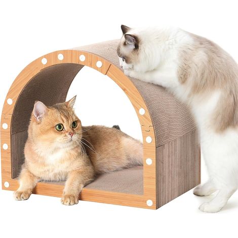 Griffoir en Carton pour Chats, Grattoir d’Intérieur pour Jeu et Repos, Tunnel Durable et Sécurisé, Accessoire pour Chaton, Couchage et Mobilier Confortable pour Chats, 42×25×35 cm -Style A (1/5)