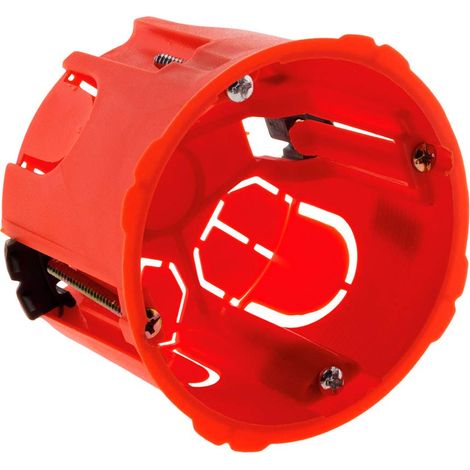 Boîte Placo Ø67 mm P50 mm Pour Appareillage Électrique à Vis et Griffes encastrable dans Murs en Plaque de Plâtre Haute Résistance au Feu 850° Vis Incluses Rouge (1/5)