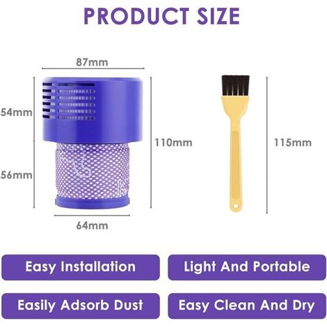 Filtres pour Dyson V10 Sv12 Cyclone Serie Compatible Avec V10 Absolute V10 Animal V10 Total Clean Filtre Aspirateur Dyson Filtre Accessoires Filtre Lavable Aspirateur Brosse Aspirateur V10 (1/3)