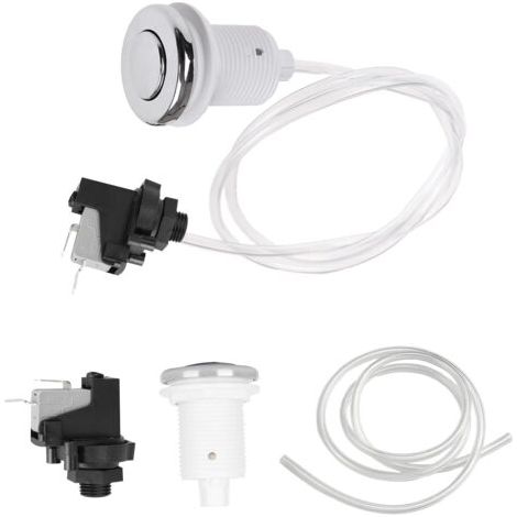 Interrupteur à Bouton D'air, 250V Bouton Poussoir a Air Interrupteur Poussoir Piscine Spa Domestique Baignoire de Massage Marche Arrêt Bouton Poussoir Acier Marche Spa pour Piscines et Spas (1/5)