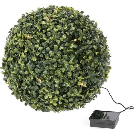 Bosso sintetico Verde con 20 luci a led, ricarica solare, Ø28 cm
