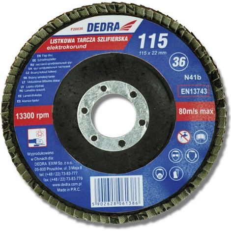 DEDRA - Fächerschleifscheibe 125x22mm - für Stahl und Metalle