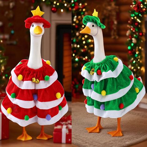 Costume De Noël Pour Animal - Tenue Arbre De Noël Rouge Et Vert Avec Chapeau Shawl Clochettes Et Pompons - Taille Unique (1/5)