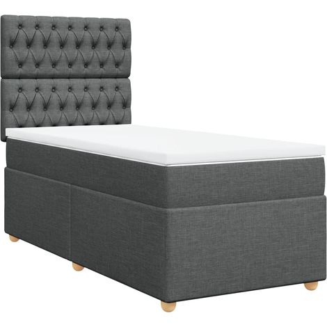 Maison Exclusive - Sommier à lattes de lit et matelas Gris foncé 90x190 cm Tissu (1/5)