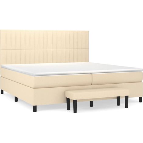 Maison Exclusive - Giroletto a Molle con Materasso Crema 200x200 cm in Tessuto (1/5)