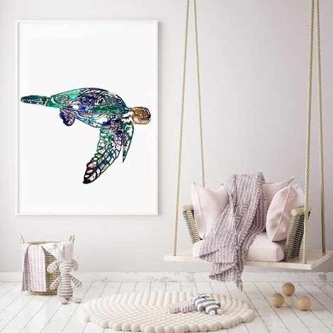 Décoration murale artisanale en métal représentant un voilier, une tortue marine et une méduse. Idée cadeau pour la maison. (1/5)