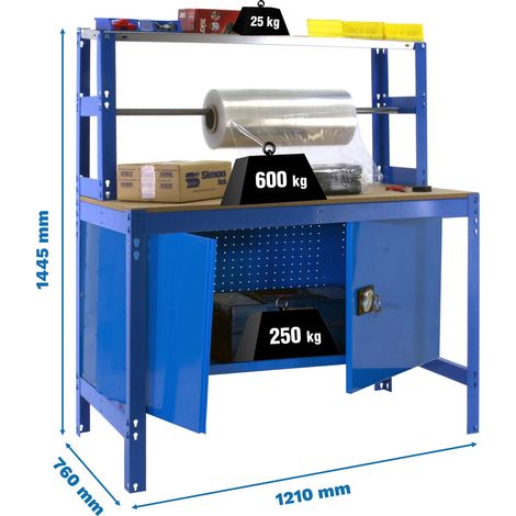 Simonrack Werkbank 2023 blau Holz-Metall-Finish
