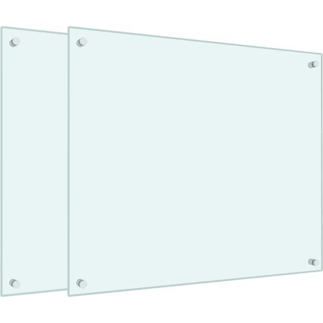 Dosserets de cuisine 2 pcs blanc 70x60 cm verre trempé CFW12896 (1/5)