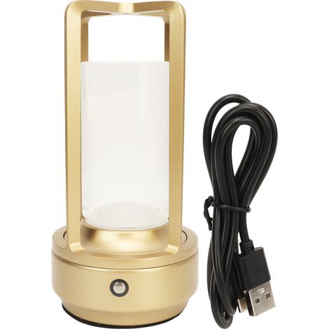 Wireless Table Lamp, Crystal Shade, 3 Color Temperatures, Touch Control, USB Rechargeable LED, for Home, Gold (1/5)