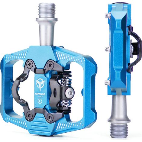GEWAGE SPD-Plattformpedale mit Doppelfunktion, Aluminium, Blau (1/5)