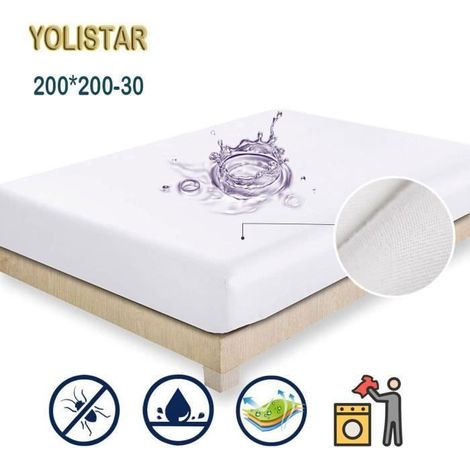 Protège matelas 200x200-30cm Alèse Imperméable et Micro Respirante Souple et Silencieux (1/4)