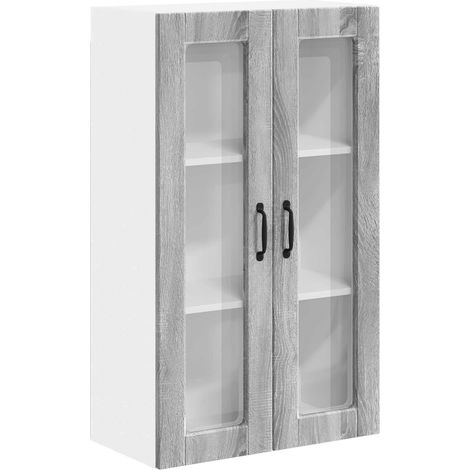 Maison Exclusive - Mobile in vetro da parete PORTO Grigio Sonoma 60 x 31 x 100 cm (1/5)