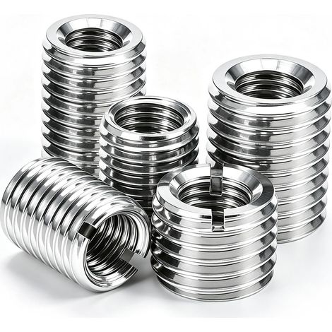 Lot de 15 inserts filetés M4 vers M6, douille filetée de 12 mm, adaptateur fileté, douille filetée argentée, écrou à visser en acier inoxydable pour automobiles mécaniques (1/5)