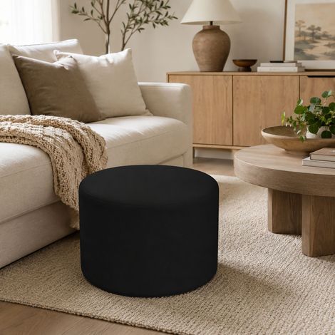 Dmora - Puf Abanera, Sillón multiusos, Puf, Puf reposapiés, Made in Italy, 79x79 h42 cm, Negro (1/4)
