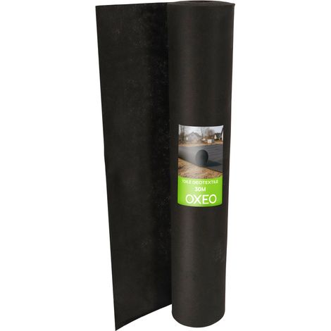 Toile géotextile longueur 30Mx1M noir - Densité 150 g/m² - Indéchirable - Anti-Mauvaises Herbes - Paillage, systèmes de Drainage (1/5)