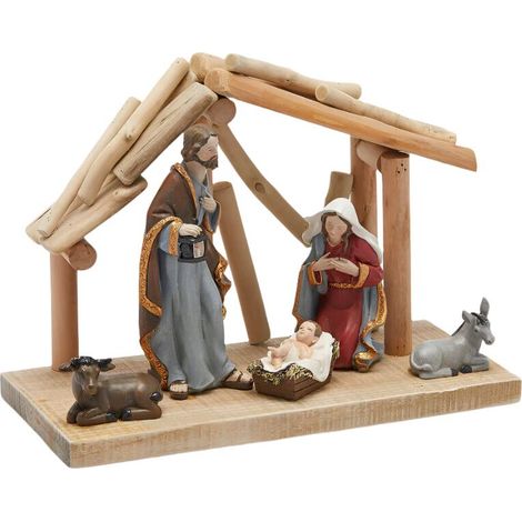 Natività famiglia gesù multicolor per decorazioni natalizie di h.22 cm (1/2)