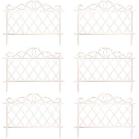 Pack of 6 27cm White Plastic Garden Patio Lawn Border Fence Edging (1/5)