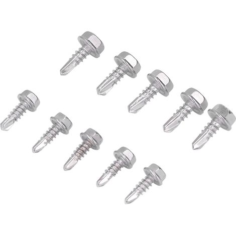 100er-Sortiment selbstbohrender Schrauben mit Sechskantkopf, Edelstahl 410, 4,2 x 13 mm, 4,8 x 13 mm (1/5)